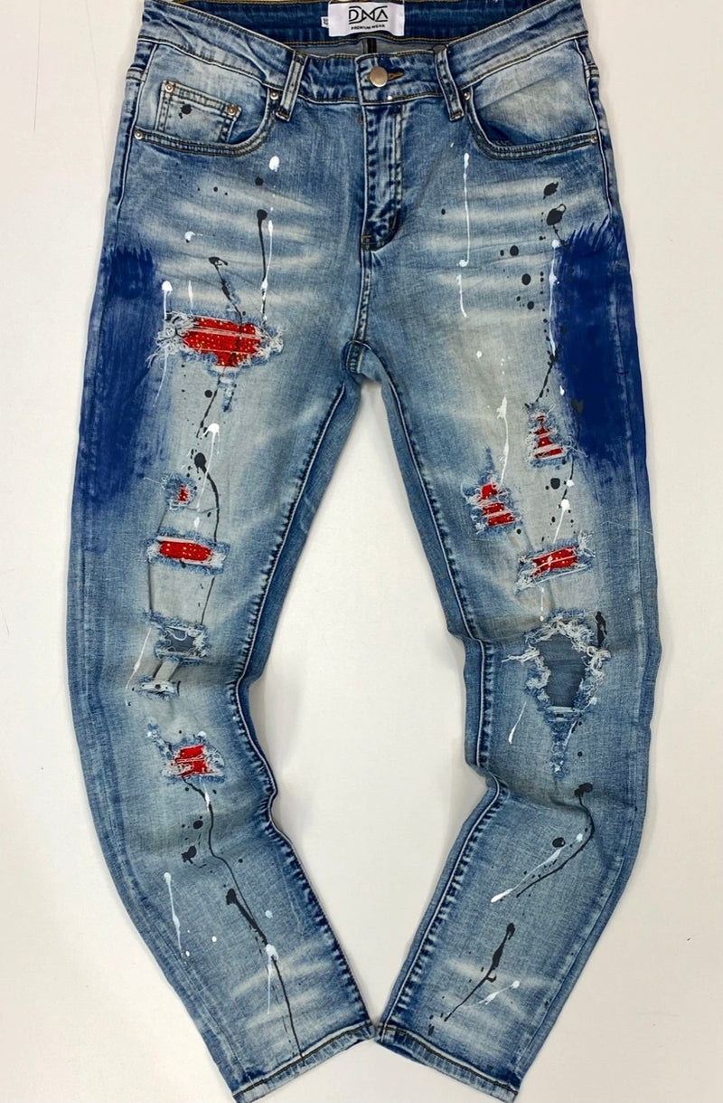 DNA Premium Blue Jean Red/Gold Jeans
