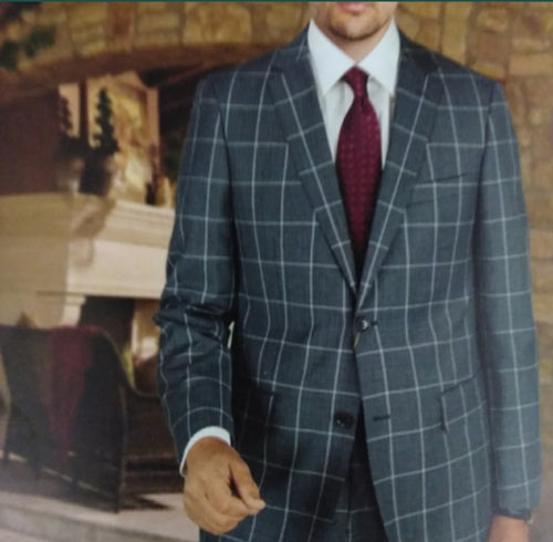 Mantoni Dark Grey Windowpane Suit