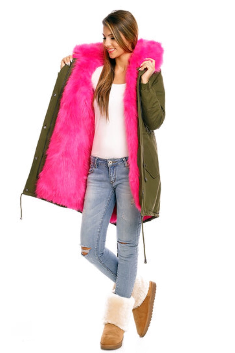 Olive/Pink Women’s Coat