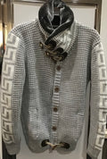 Men Shawl Neck Sweater w/Faux Fur