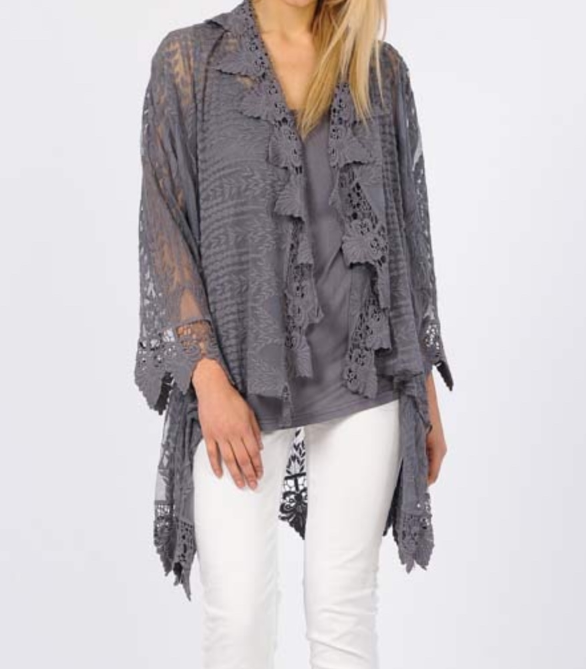 Lovely Lace Duster Set - Charcoal Grey