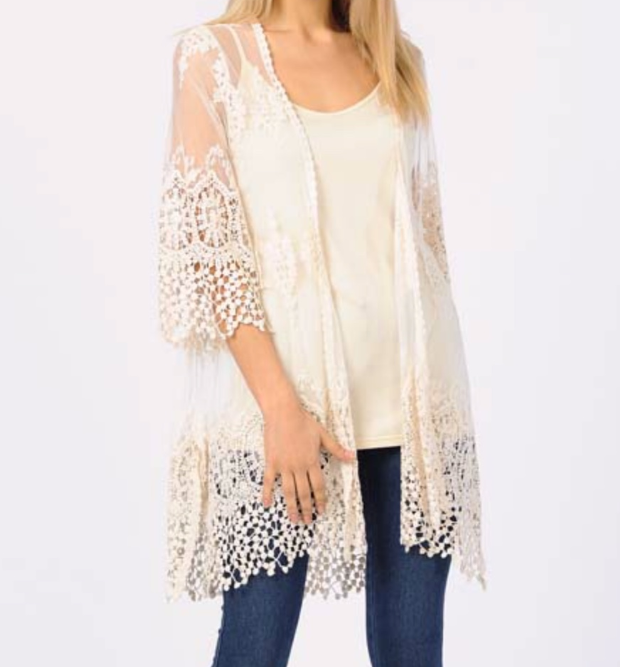 Lovely Lace Duster Set - Natural